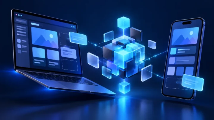 Original editorial illustration of an AI-assisted workflow; not a product screenshot